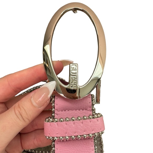 GUESS Pink Studded Belt with Silver Buckle - Size Large - Picture 2 of 6